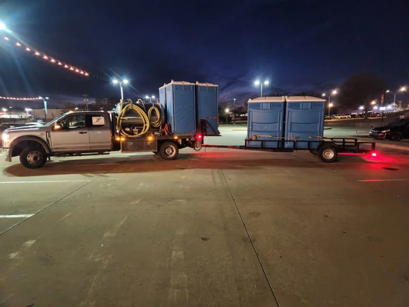 VIP restroom trailer paired with hand washing station
