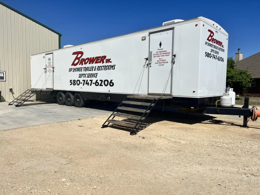 VIP restroom trailer exterior angle view